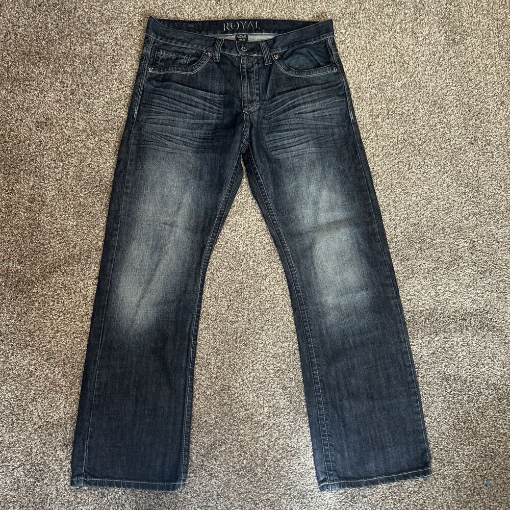 Royal Premium Mens 34x30 Blue Jeans Vintage Y2k Skater Grunge Distressed